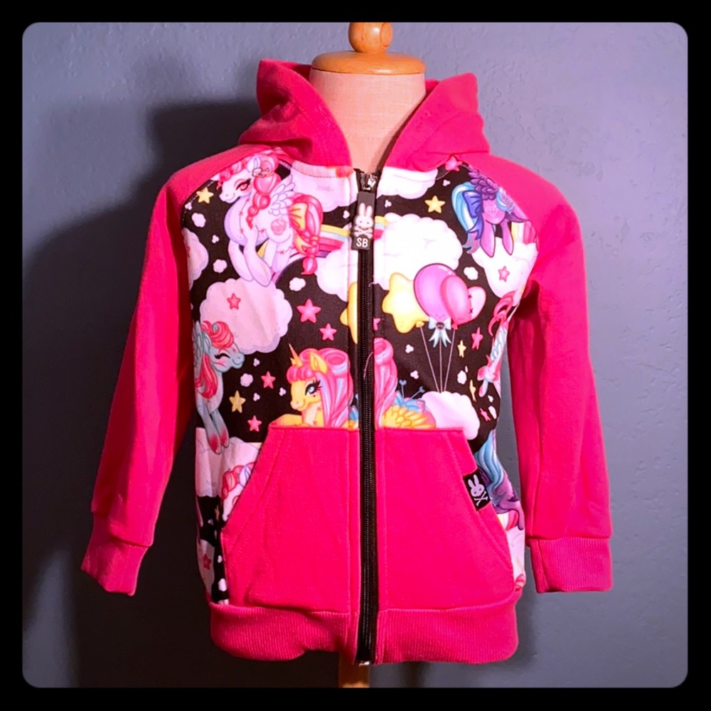 Kids zipper hoodie Unicorn pink size 2 years